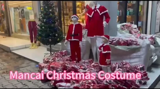 Santa Claus Christmas Outfits Kids Velvet Red Apparels Costume Xmas Party Clothes Supplies Christmas Green Elf Party Dress Matching Clothes 