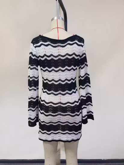 Women Solid Color Loose Knit Fashion Casual Sweater Sexy Clothing