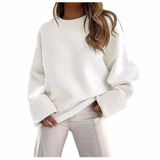 Women′ S Fashion Round Neck Long Sleeve Pullover Sweater