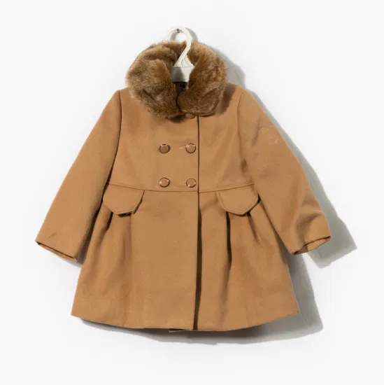 Kids Girl′ S Embroidery with Lining with Removeable Fur Collar Coat Kids Wear Children Clothes