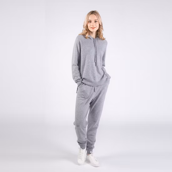 Women′ S Luxe Cashmere Leisure Joggers Pant and Cashmere Hoodie Sweater
